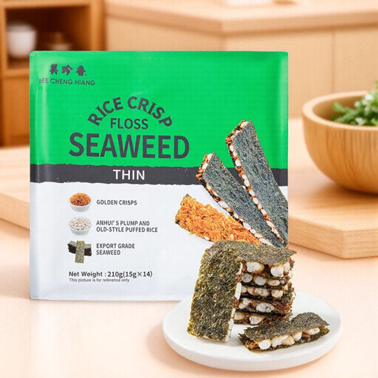 【美珍香】米酥肉松海苔片210g/袋(15g*14小包)咔嚓三层 海陆双鲜