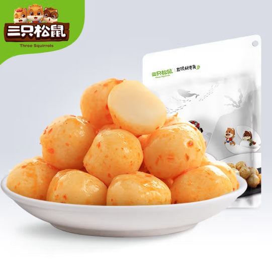 【三只松鼠】淘气鱼蛋蛋120g*3袋 香辣鱼丸 圆润好吃