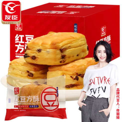 【友臣】红豆方酥420g/袋(约11枚)佟丽娅推荐 蓬松柔软 饱满清甜