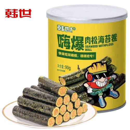 【韩世】嗨爆 肉松夹心海苔卷90g*3罐(每罐约含13根海苔卷)