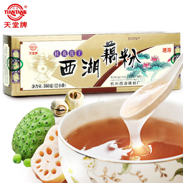 【天堂牌】西湖藕粉360g/盒(内含30g*12袋)原味/桂花莲子味/无糖纯藕粉 3种口味可选