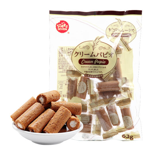 【星七】奶油味 夹心小蛋卷63g*3袋 日本进口儿童零食