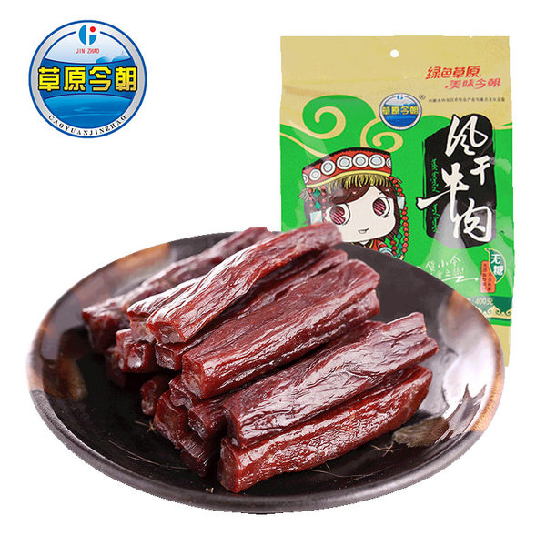 【草原今朝】手撕风干牛肉400g/袋(内含约40根)7成干 原味/香辣味/孜然味可选
