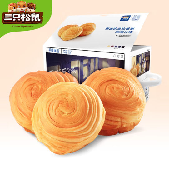 【三只松鼠】手撕面包1000g/箱(内含约20个)整整一大箱 厂家原包装发货