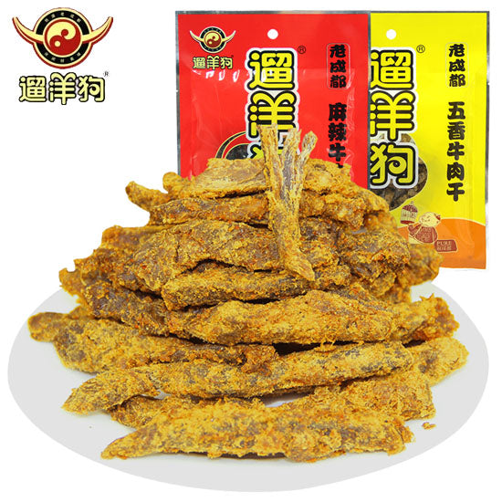 【遛洋狗】五香/麻辣 牛肉干58g*5袋 老成都 新日期