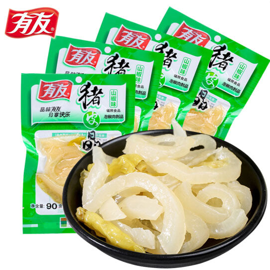 【有友】山椒猪皮晶90g*4袋 追剧必备零食