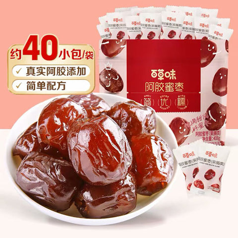 【百草味】阿胶蜜枣408g/袋（约40颗，独立小包装）已去核 香甜细糯