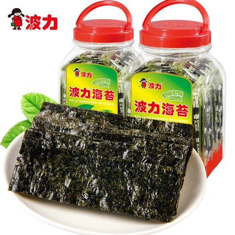 【波力海苔】原味海苔100g/桶（内含400片）大份量 实惠装紫菜片