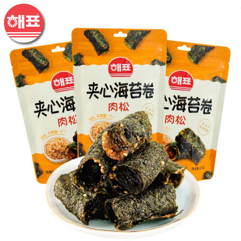 【海牌】肉松味 夹心海苔卷40g*3袋 台湾工艺纸片猪肉